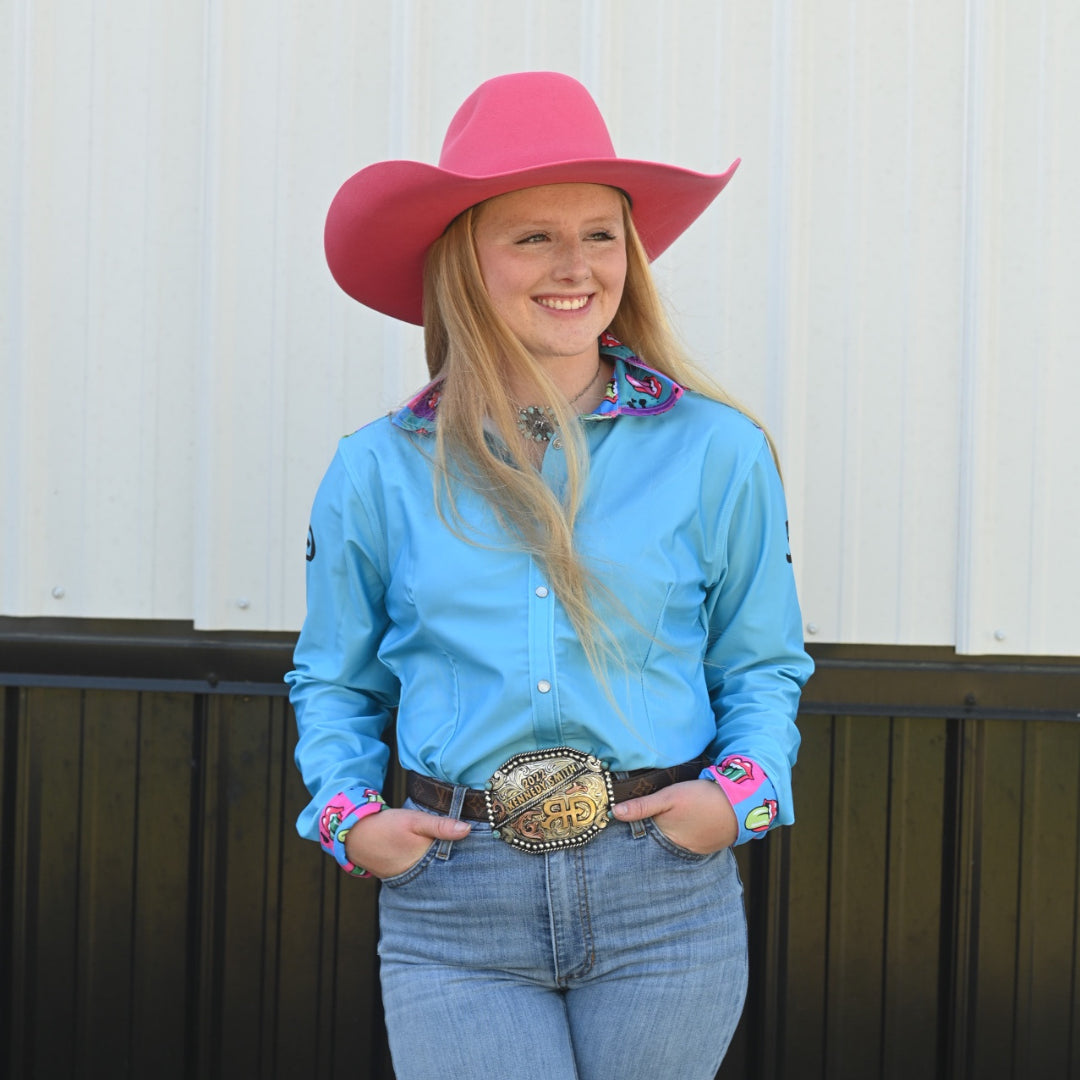 RD Teal Rock & Roll Rodeo Shirt