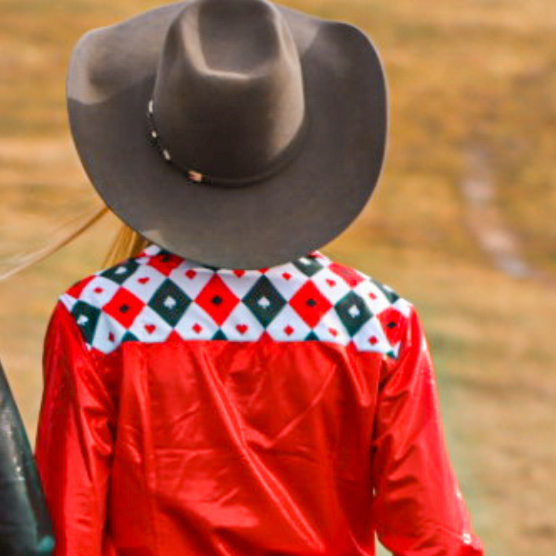 Shiny Red Gambler Rodeo Shirt