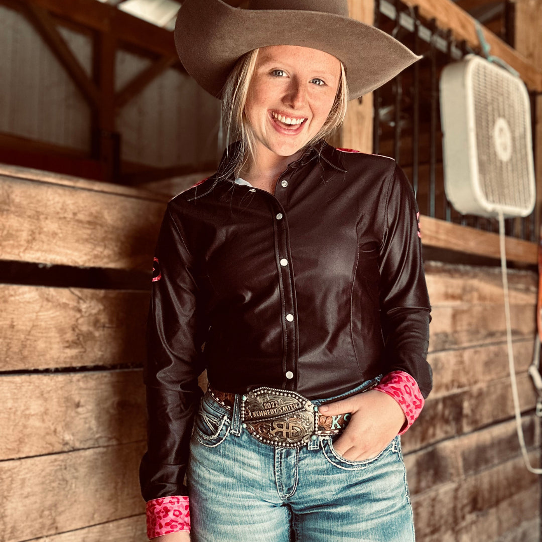 RD Pink & Black Cheetah Rodeo Shirt
