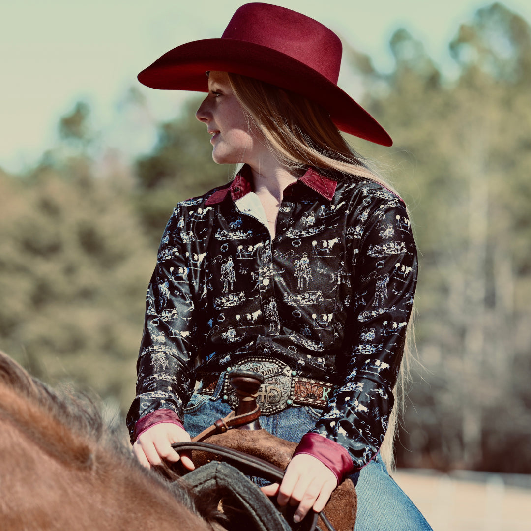 Maroon Cowgirl Rodeo Shirt