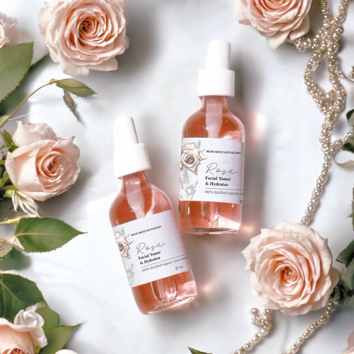 Handcrafted Rose Water Facial Toner, ALL Skin Types -- Organic Soothing, Hydrating Skin Care