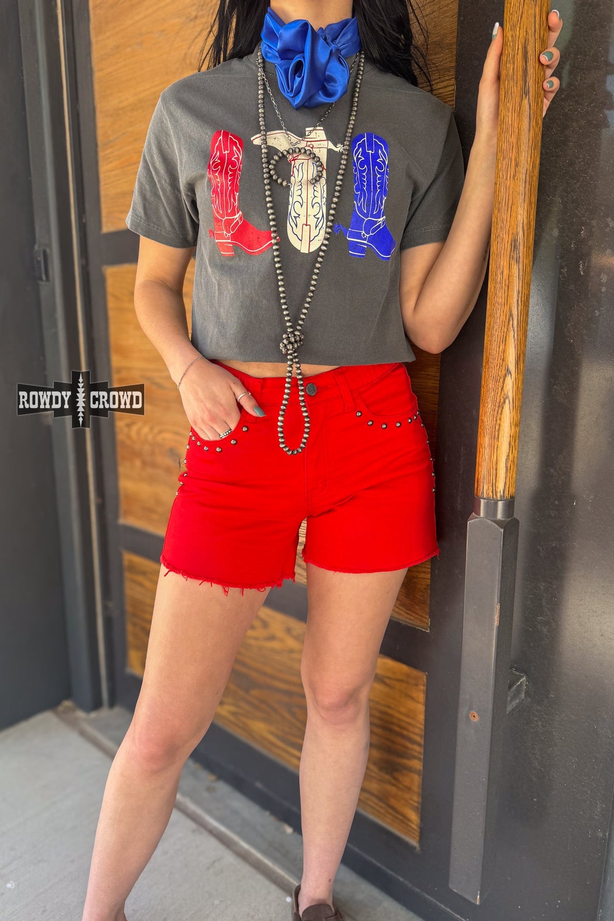 RED- Shenandoah Stud Shorts