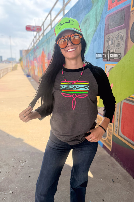 Neon Boot Stitch Raglan