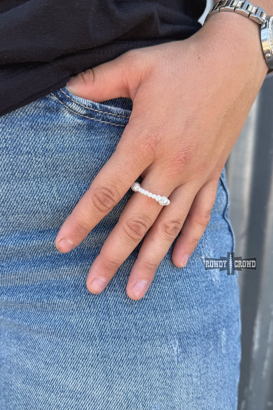 Punchy Pearl Stretch Ring