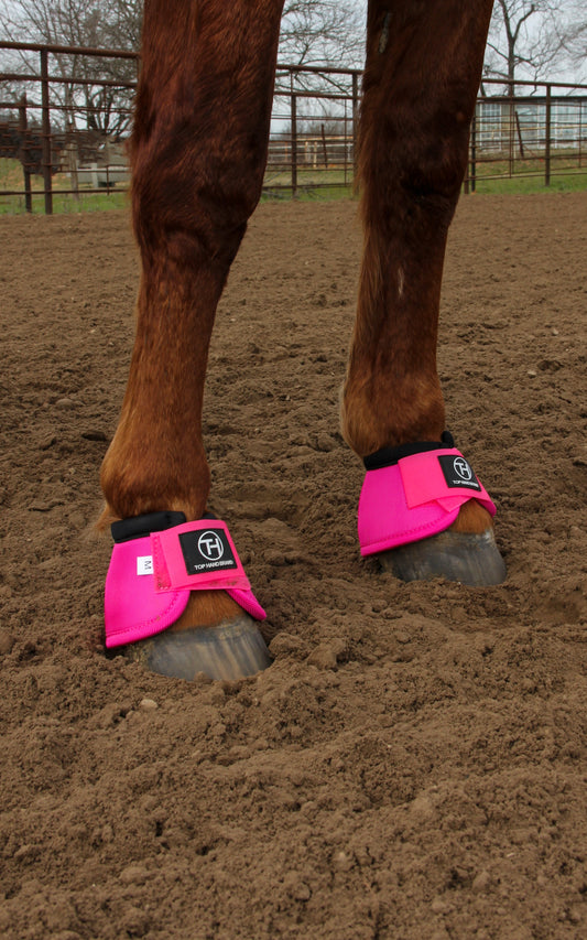 Shocking pink bell boots