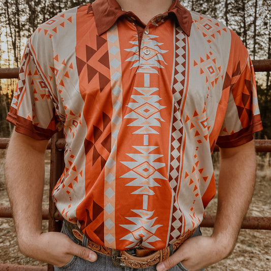 RD Men's Orange Aztec Polo