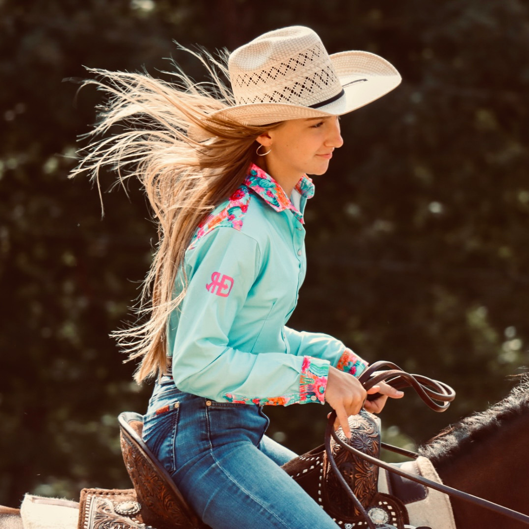 RD Teal Cactus Rodeo Shirt