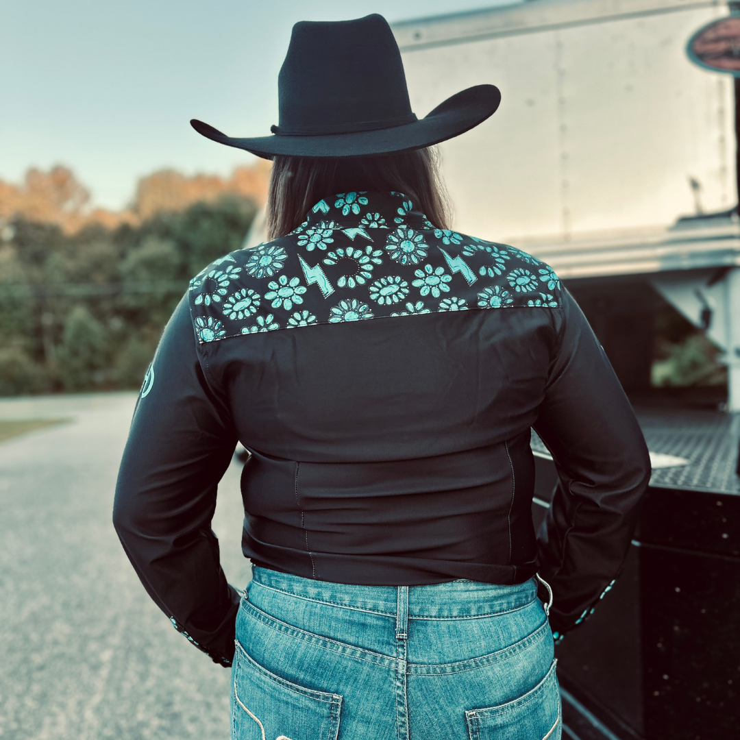 RD Black Turquoise Rodeo Shirt