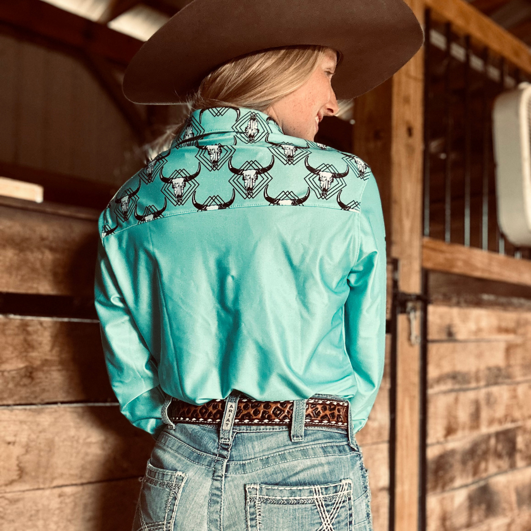 RD Teal Cow Rodeo Shirt