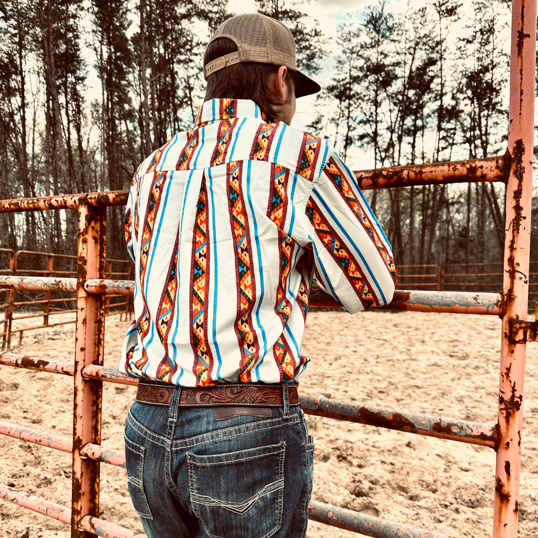 RD Men's Aztec Button Up Rodeo Shirt