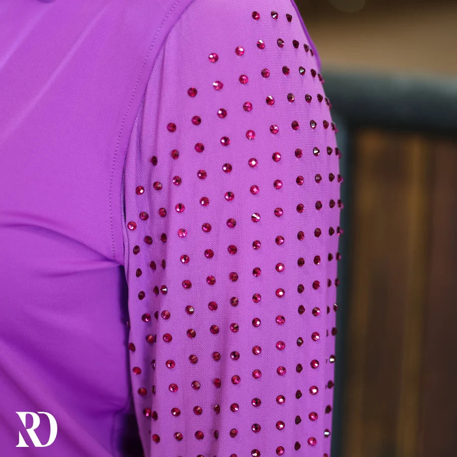 Purple Mesh Sleeve Performance Rodeo Shirt