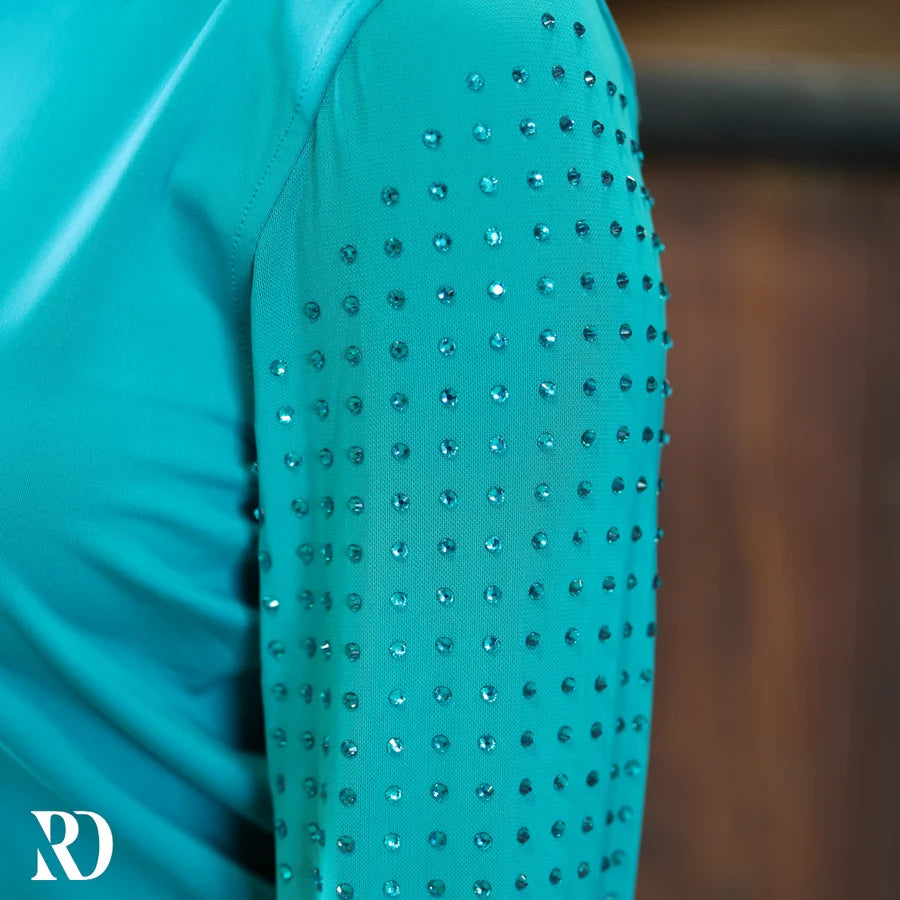 Turquoise Mesh Sleeve Performance Rodeo Shirt
